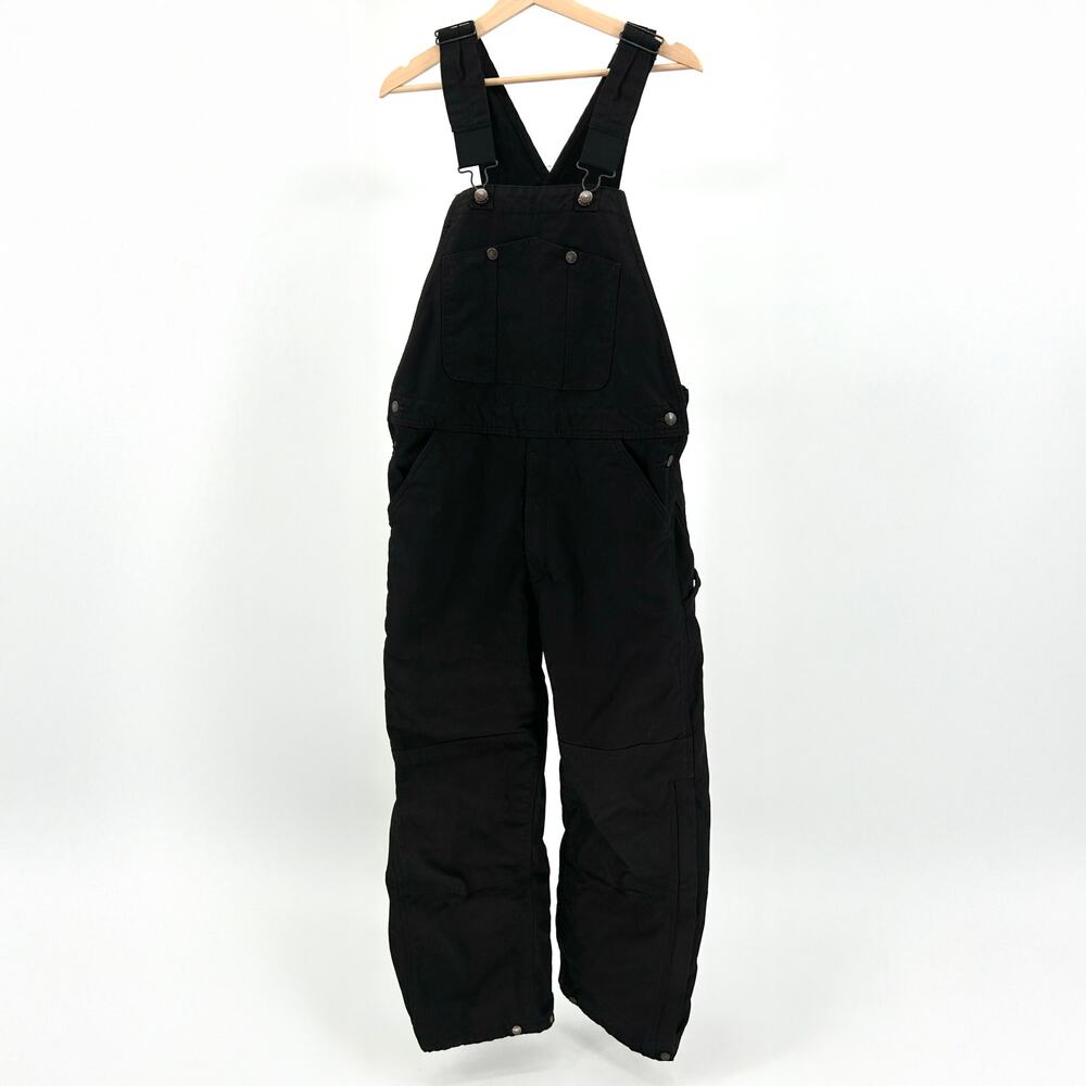 Blue Mountain Black Canvas Insulated Snow Bib Overalls